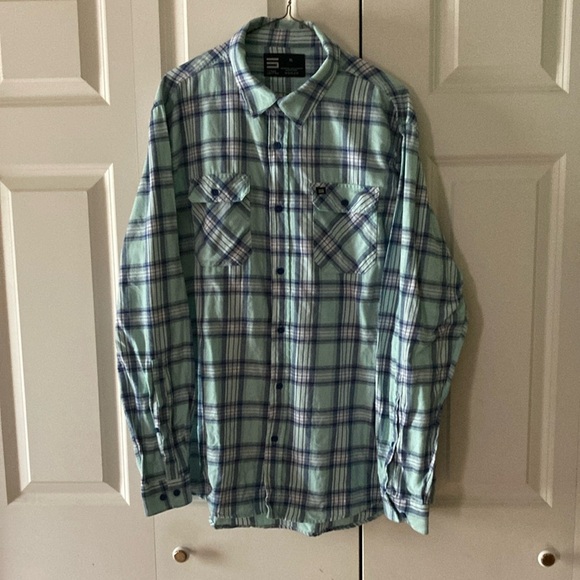 Three Sixty Six Men’s flannel XL button down shirt plaid mint green shirt fall - Picture 1 of 9
